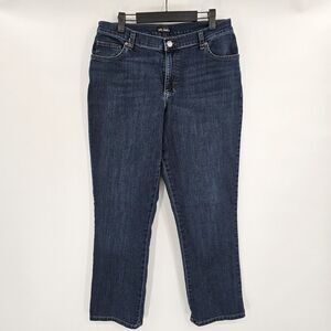 Lee Jeans Relaxed Fit Straight Leg Size 12 SHORT Medium Wash Stretch Embroidered